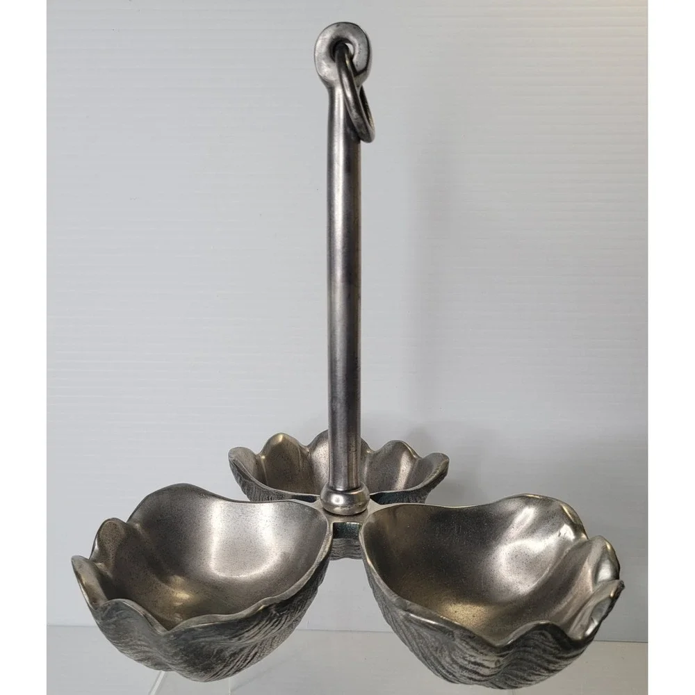 Pottery Barn Clam Shell Triple Condiment Server Ocean Beach Coastal‎ RARE Unique